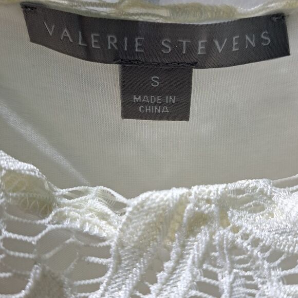 Valerie Stevens white lace top with solid cotton long sleeves womens size small - Picture 2 of 6